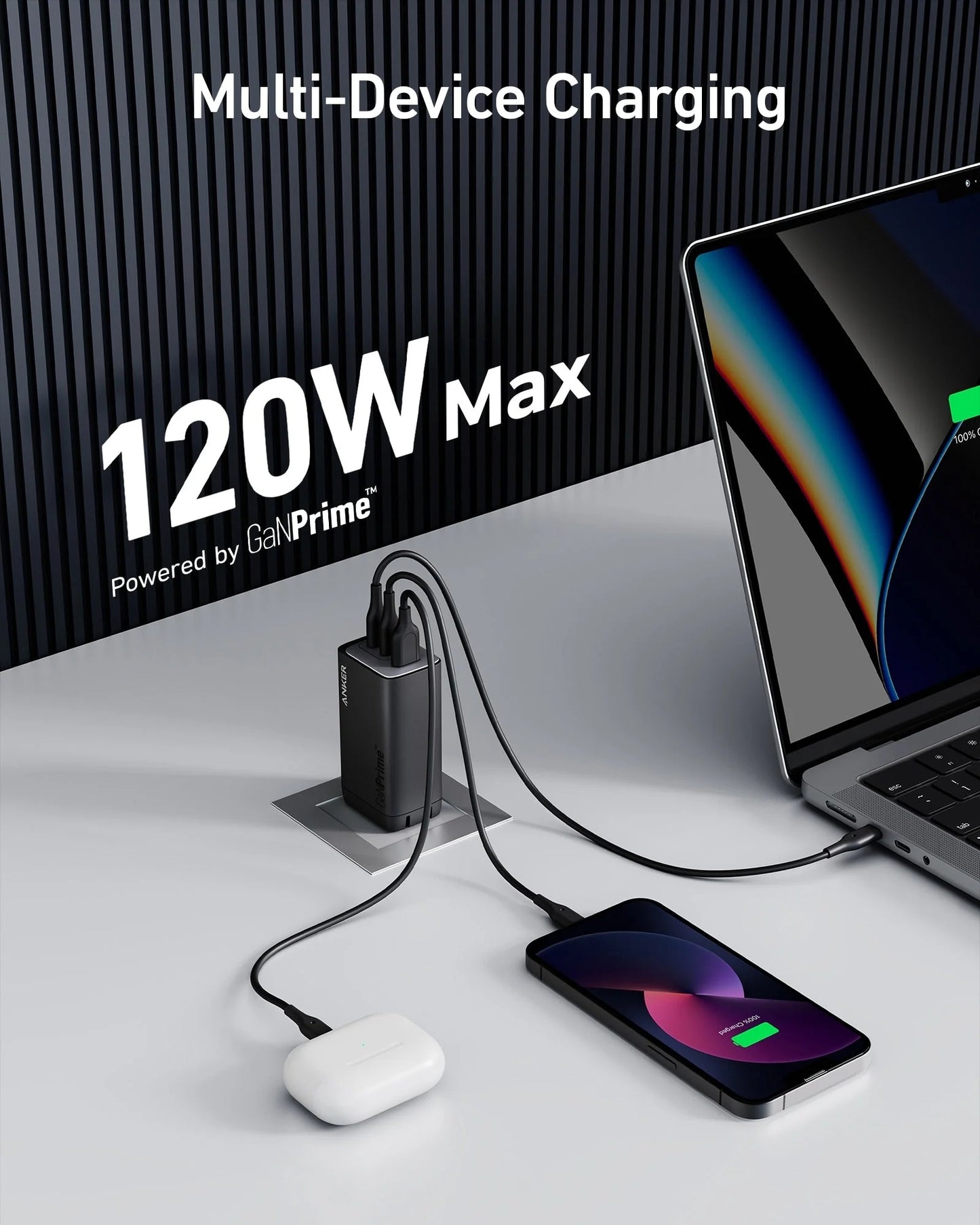 【Anker】 737 GaNPrime 120W 急速充電器(2C1A)